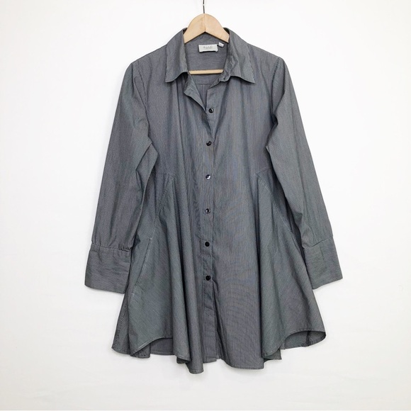 INAE Collection, pinstripe, gray tunic, shirt, dress - Picture 10 of 11